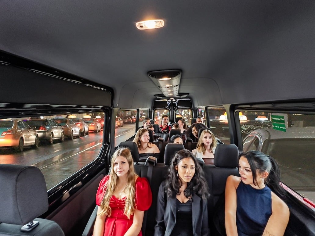 Mercedes Sprinter Shuttle Van 14 Pass Interior people 2