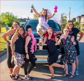 stagette celebration with black limousine